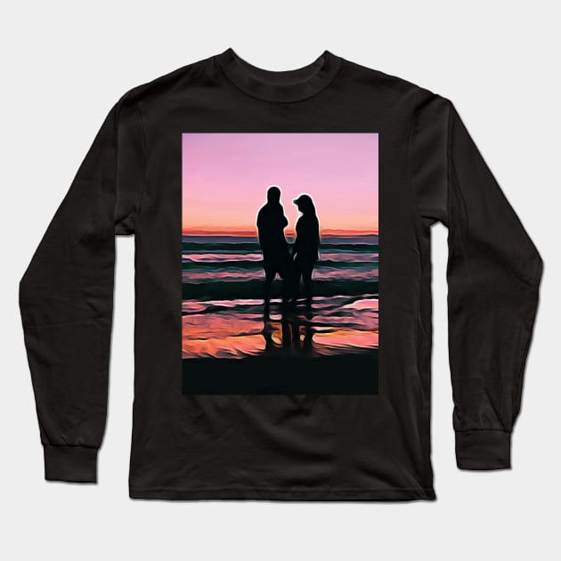 Couples wedding on beach Oil Painting Art Long Sleeve T-Shirt by Aziz